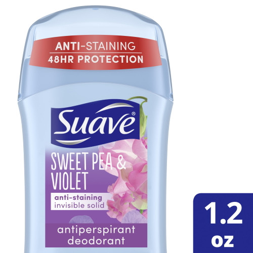Suave Deodorant Antiperspirant Deodorant Stick Sweet Pea Violet, 1.2 Oz