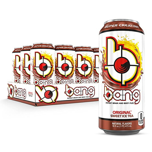 Bang Original Sweet Ice Tea Energy Drink, 0 Calories, Sugar Free With Super Creatine, 16 Fl Oz (pack Of 12)