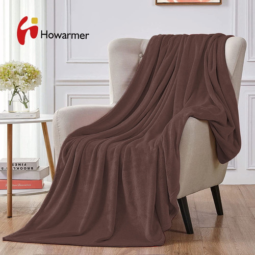Microlight Plush Solid Fleece Twin Blanket, Microfiber Flannel Blankets Hypoallergenic Plush Bed Blankets, Coffee Flannel Fleece Blankets For Travel, Camping, Chair And Sofa-60x80"