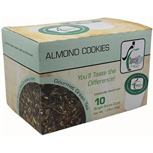 Special Tea Green Tea Single Serve Cup, Almond Cookies, 10 Count