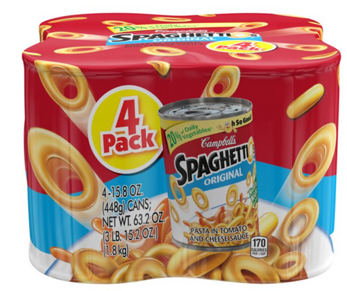 Campbell's Spaghettios Canned Pasta, Original, 15.8 Oz. Can, Pack Of 4 ( Ready  In 3 Mins)