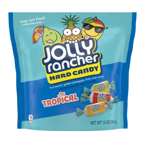 Jolly Rancher, Assorted Tropical Fruit Flavored Hard Candy, Individually Wrapped, 13 Oz, Resealable Bag