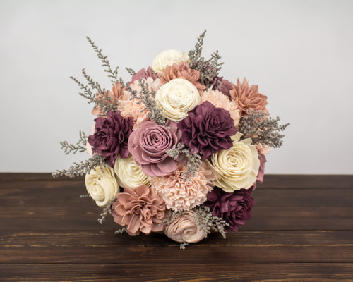 Sola Wood Flowers | Beautiful Blushing Beauty Bouquet 9.5"-12" | 13 Assorted Flowers & Of Fset Filler | Small