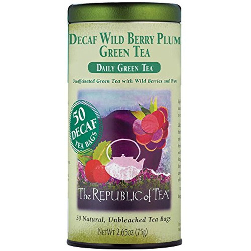 The Republic Of Tea - Decaf Wild Berry Plum Green Tea, 50 Tea Bags, Tin | Fruit Tea | Decaffeinated