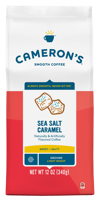 Cameron's Coffee Flavored Sea Salt Caramel Ground Coffee, Light Roast, 12 Oz