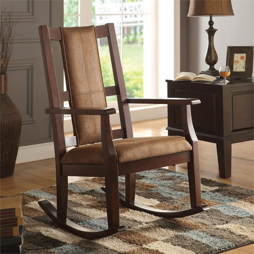 Bowery Hill Traditional Rocking Chair In Brown And Espresso