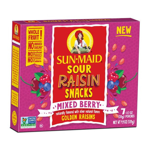 Sun-maid Mixed Berry Sour Raisin Snacks; 0.7 Ounce (pack Of 2)