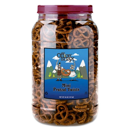 Office Snax 00082 Old Fashioned 40 Oz Tub Mini-pretzel Twists - Assorted