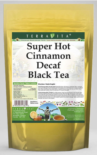 Terravita Super Hot Cinnamon Decaf Black Tea, (super Hot Cinnamon Decaf, Black Tea Bags, 25 Tea Bags, 1-pack, Zin: 544848)