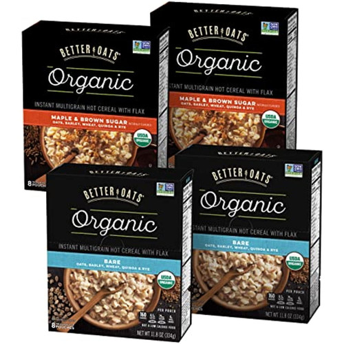 Better Oats Organic - Oatmeal Variety Pack (2 Original, 2 Maple Brown Sugar)