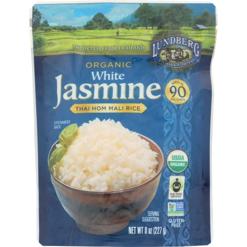 Lundberg Organic White Jasmine Thai Hom Mali Rice, 8 Ounce -- 6 Per Case.