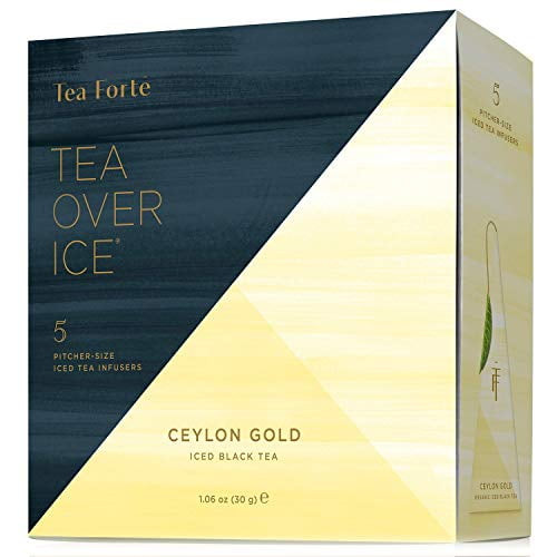Tea Forte Iced Ceylon Gold Tea Over Ice, Pitcher-size Iced Black Tea Infusers, 5pk Box
