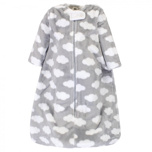 Hudson Baby Infant Plush Sleeping Bag, Sack, Blanket, Gray Clouds, 0-6 Months