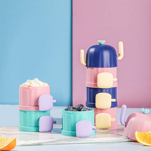 Mybeauty Milk Powder Dispenser 3 Layers Multifunctional Bpa Free Toddle Snacks Food Container For Travel Cyan