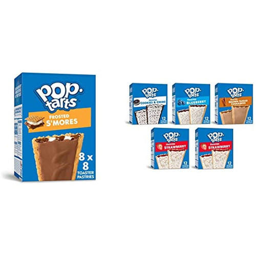 Kelloggs Pop-tarts Frosted Smores Toaster Pastries - Fun Breakfast For Kids, 13.5oz Box (pack Of 8) & Breakfast Toaster Pastries, Variety Pack (60count), 5count