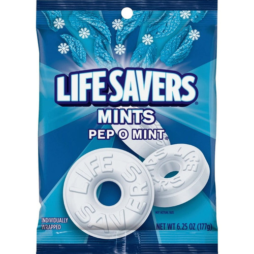 Wrigley Life Savers Peppermint Hard Candies - Peppermint - Individually Wrapped - 6.25 Oz - 1 / Bag | Bundle Of 5 Bags
