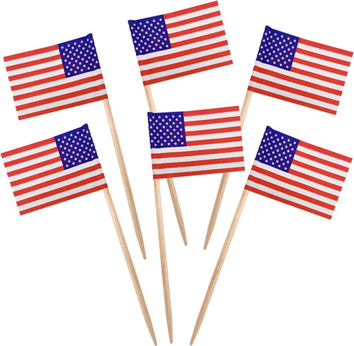 Blue Top 100 Pcs Usa American Flag Toothpick Flags,4 Inches Toothpick Mini Stick Cupcake Toppers,country Picks Party Decoration Celebration Cocktail Picks For Party Bar Sport Events.