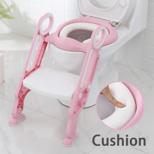 Lovecom Padded Potty Training Seat With Step Stool Ladder Comfortable Safe Potty Seat For Kids Boys Girls Toddlers With Anti-slip Pads Ladder (pink)