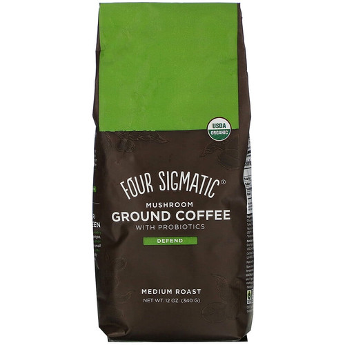 Four Sigmatic Organic Mushroom Ground Coffee With Probiotics Medium Roast 12 Oz Pack Of 2