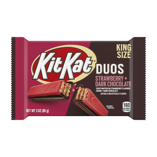 Kit Kat®, Duos Strawberry Flavored Creme And Dark Chocolate King Size Wafer Candy, 3 Oz, Bar