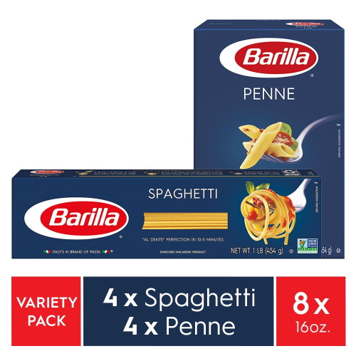 Barilla Blue Penne & Spaghetti Pasta Variety Pack, (4 Each, 16oz Per Box)