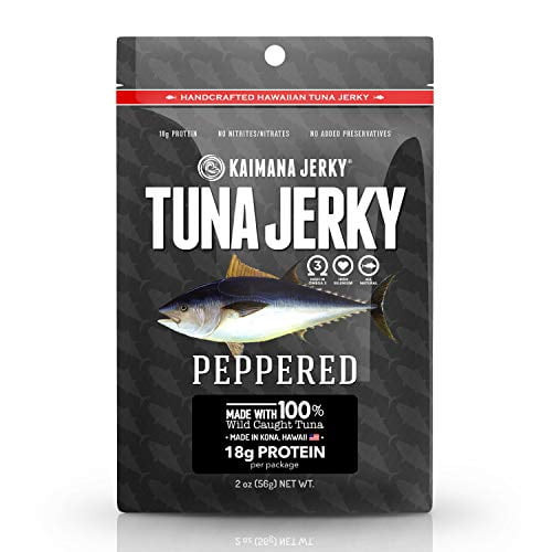 Kaimana Wild-caught Ahi Tuna Jerky - Peppered | Rich In Omega-3s & High In Protein | All-natural & Organic Fish Jerky (2 Oz)