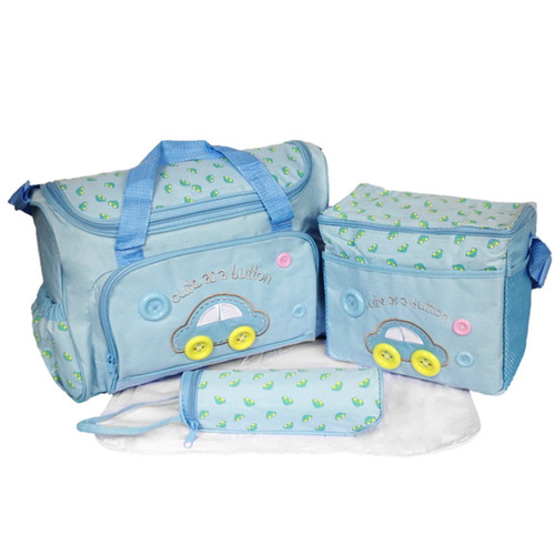 Babyluv 4pcs Diaper Bag Tote Set Baby Napping Changing Bag Shoulder Mummy Bag With Diaper Changing Pad Light Blue