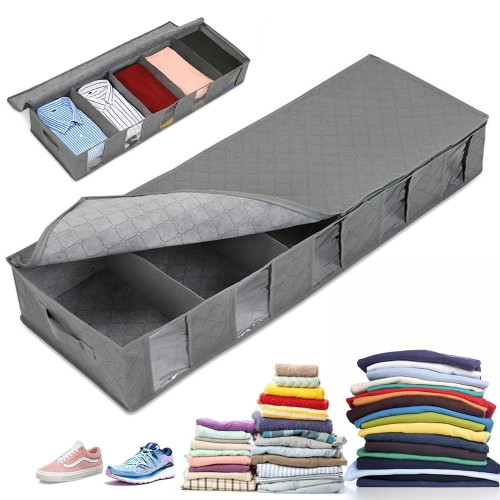 1/2pcs Foldable Clothes Storage Bags Under Bed Storage Containers Space Saver Storage Bag Organizer Box With Windows