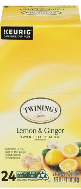 Twinings Lemon & Ginger Herbal Tea, K-cup® Pods, 24 Count