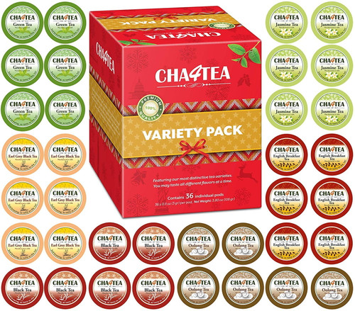 Cha4tea Variety Tea Sampler Pack For Keurig K-cup Brewers, Multiple Flavors (green Tea, Black Tea, Jasmine, Earl Grey, Oolong Green Tea, English Breakfast)