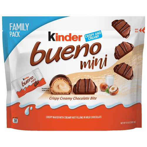 Kinder Bueno Milk Chocolate And Hazelnut Cream, Individually Wrapped Mini Chocolate Bars, Great Holiday Treats, 9.5 Oz, Family Pack