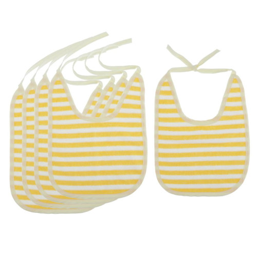 Big Large Bibs - 5 Pieces - Extra Large Coverage - Soft Drool Absorbing, Easy To Wash, Toddlers, Big Kids, Adults - Stripes Prints - Yellow
