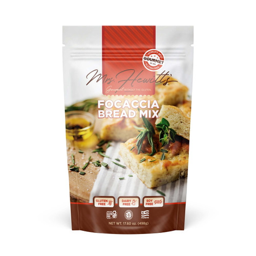 Mrs. Hewitts Focaccia Bread Mix, Gluten Free, Kosher Parve, Soy Free, Dairy Free, Peanut Free, All Natural, No Preservatives, 17oz