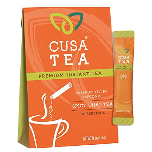 Cusa Tea & Coffee, Spicy Chai Tea. Premium Instant Tea Made With Real Fruit And Spices, Organic Leaves, No Added Sugar. Drink Mix Packets Ready In Seconds, Makes Hot Or Iced Tea (10 Servings