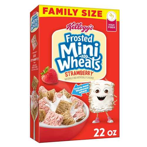 Kellogg's Frosted Mini-wheats Cold Breakfast Cereal, Strawberry, 22 Oz