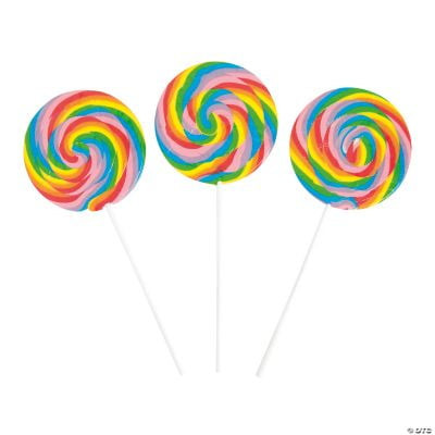 Jumbo Swirl Lollipops, 6 Pieces, Individually Wrapped, Birthday Party Candy Supplies For Kids