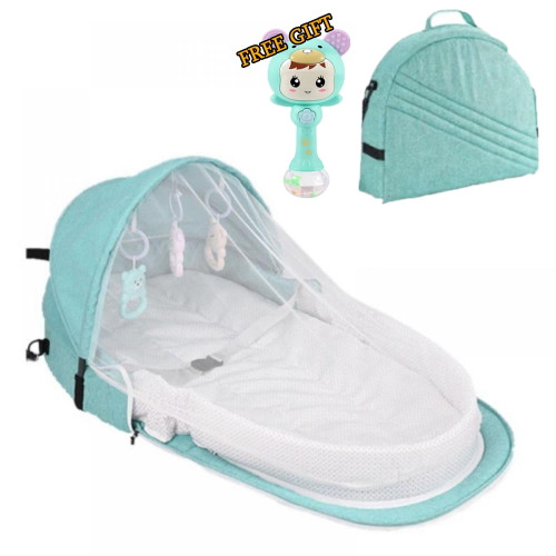 Fodable Baby Crib With Baby Shaker Toy, Indoor Outdoor Portable Cuddle & Play Lounge, Baby Bassinet Bed With Carry Handle