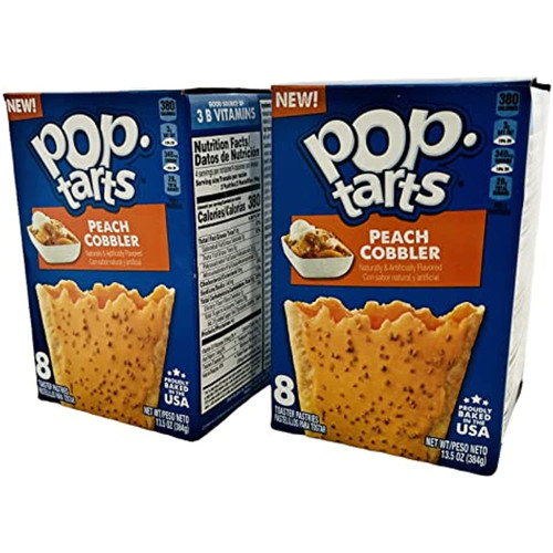 Pop-tarts Peach Cobbler Toaster Pastries Pack Of 2 For A Total Of 16 Toaster Pastries (includes Two 13.5 Oz Boxes Of Peach Cobbler Pop Tarts)