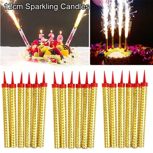 12cm Sparkling Birthday Party Cake Topper Ice Fountain Candles Wedding Decor