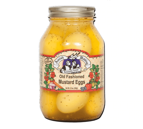 Amish Wedding Foods Pickled Eggs Mustard Flavor, 3-pack 32 Oz. Jars