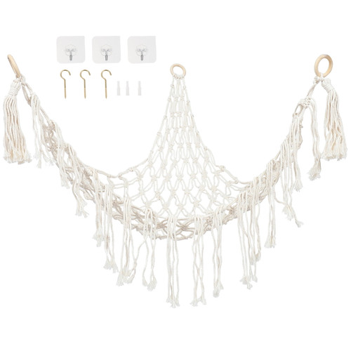 Hemoton Stuffed Animal Toy Hammock Macrame Corner Toy Organizer Display Holder Net