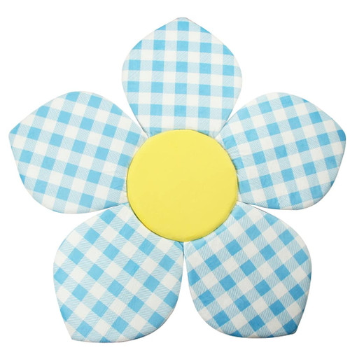 Vocheer Flower Shape Baby Bath Pad, Comfort Bathtub Mat For Unisex Newborn 0-6 Months, Plaid Blue