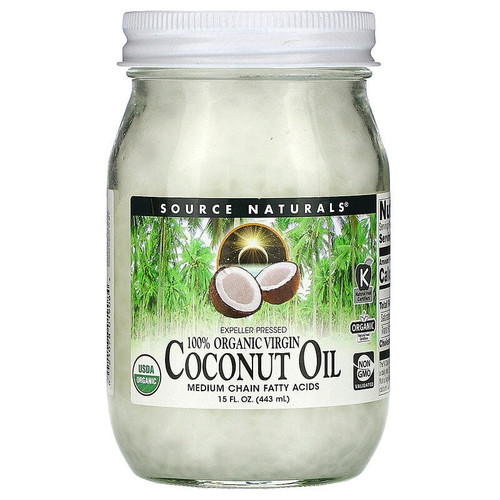 Source Naturals, 100% Organic Virgin, Coconut Oil, 15 Fl Oz.