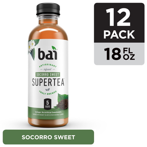 Bai Iced Tea, Socorro Sweet, Antioxidant Infused Supertea, 18 Fluid Ounce Bottle, 12 Count