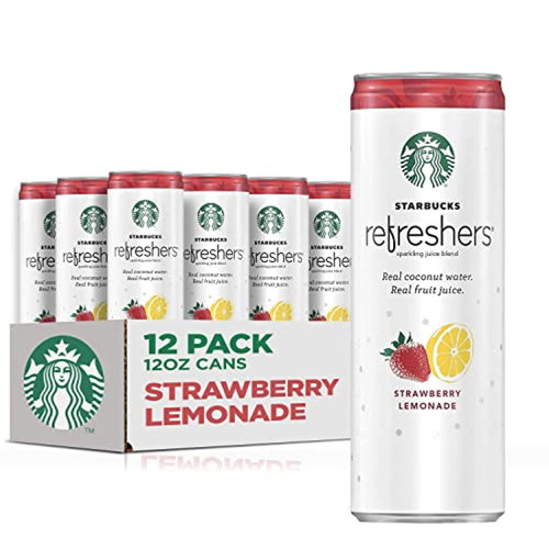 Starbucks, Refreshers With Coconut Water, Strawberry Lemonade, 12 Fl Oz. Cans (12 Pack)