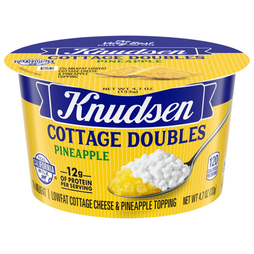 Knudsen Cottage Doubles Lowfat Cottage Cheese & Pineapple Topping With 2% Milkfat, 4.7 Oz Cup