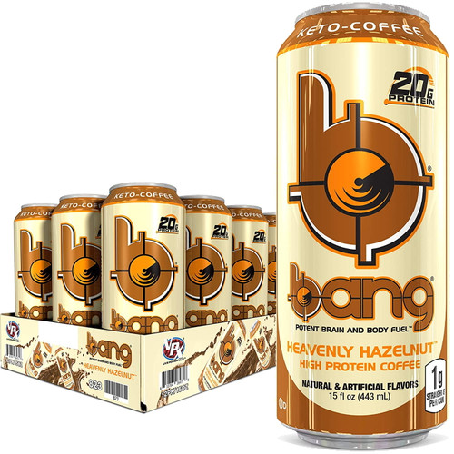 Bang Heavenly Hazelnut Keto Coffee Energy Drink, 20g Protein, 15 Oz, 12 Count