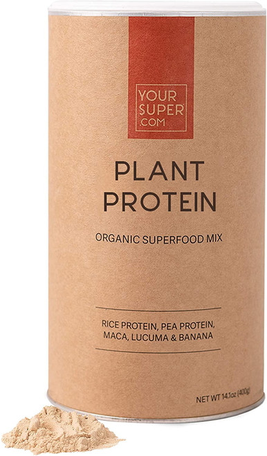 Your Super Plant Protein Superfood Powder - Post Workout Recovery Drink, Plant Based Protein Shake - Organic Rice Protein, Pea Protein, Maca, Lucuma - Vegan, Gluten Free, Non Dairy- 26 Servings