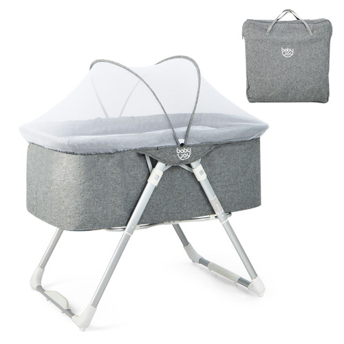 Gymax 2-in-1 Stationary & Rock Bassinet Portable Travel Cradle W/ Mattress & Net