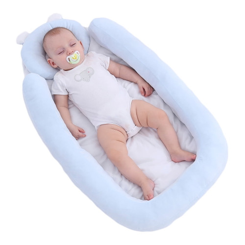 Kakiblin Baby Lounger Nest Bassinet, Portable Bassinet Bed Mattress For 0-12m, Blue